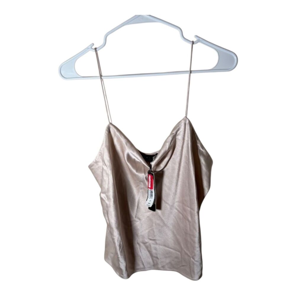 Alice + Olivia Tank Top Women's Large Beige Cowl Neck Satin Cami Casual